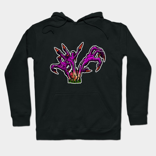 Zombie Fingers From the Grave - Putrid Purple Hoodie by Squeeb Creative